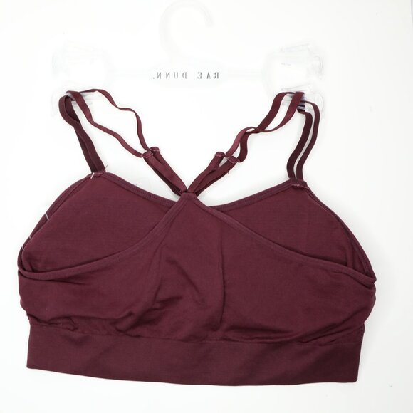 Rae Dunn Comfort Racerback Bra Stretch Padded Light Support Lounge Fig Medium - Picture 3 of 7